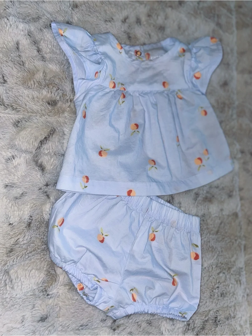 Caters Light Blue Peach Print Baby Top & Bloomers Set